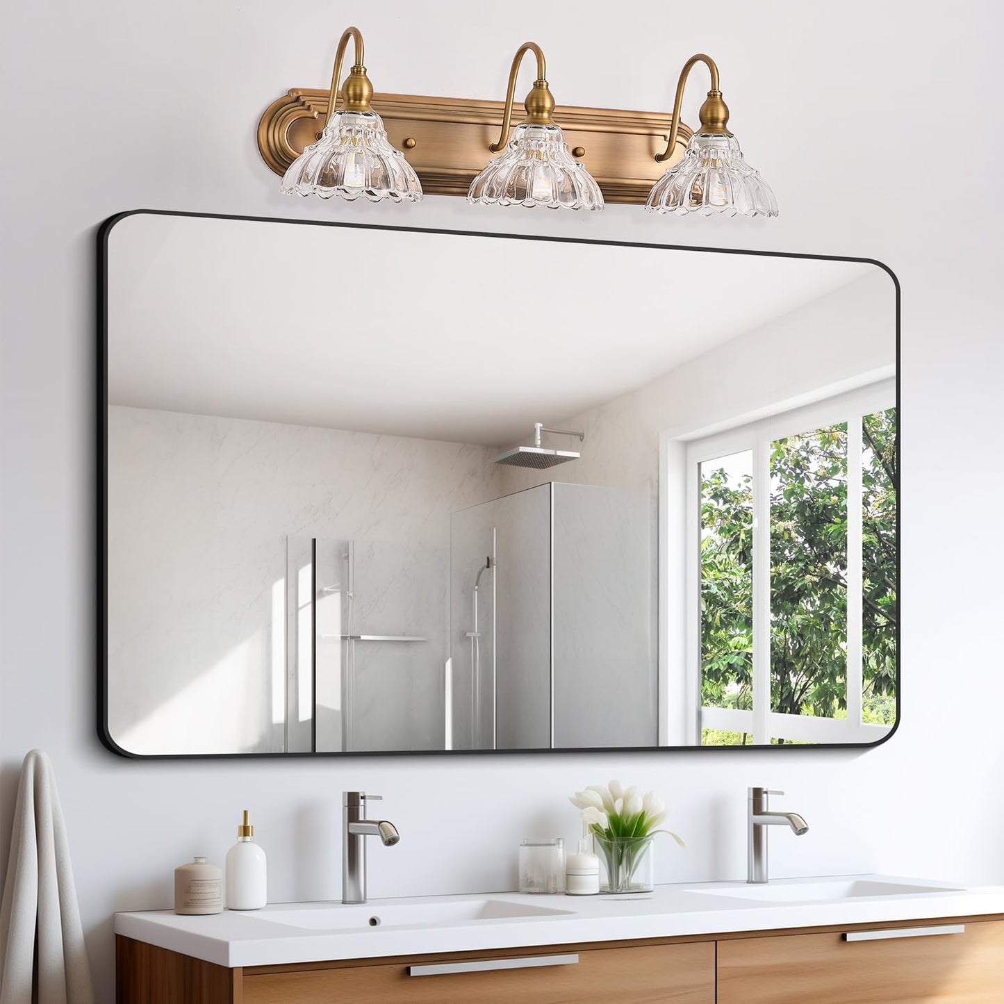 Tlolgt Vintage 3-Light Bathroom Vanity Lighting Fixtures Modern Wall Sconces Brass Glass Retro Vanity Light For Bedroom  Bathroom  Doorway  Farmhouse  Hallway
