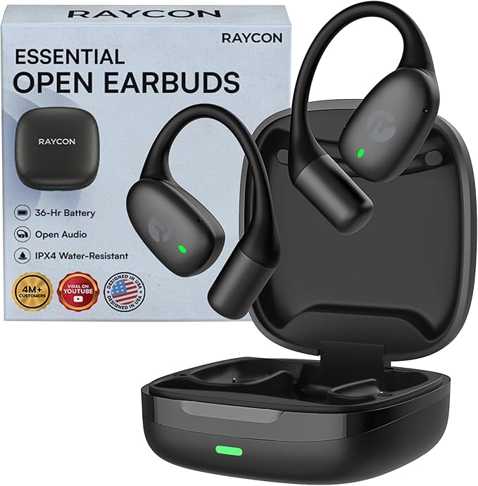 Raycon Essential Open Ear Earbuds – Open Ear Headphones, Earbuds Wireless Bluetooth, Sweat & Water-Resistant Earphones, Ru...