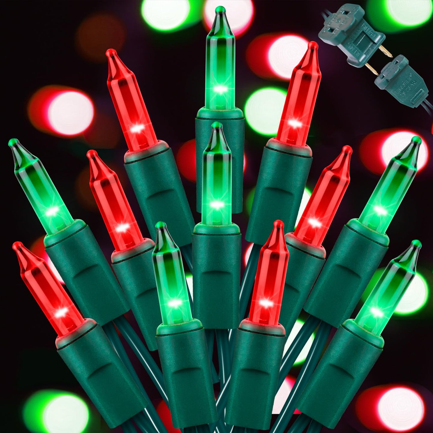 Lamphome 100 Count Red Green Christmas Lights  Green Wire 20Ft Incandescent Holiday String Light Set For Indoor Outdoor Use Christmas Tree  Halloween  Valentine Wedding Lighting Decoration