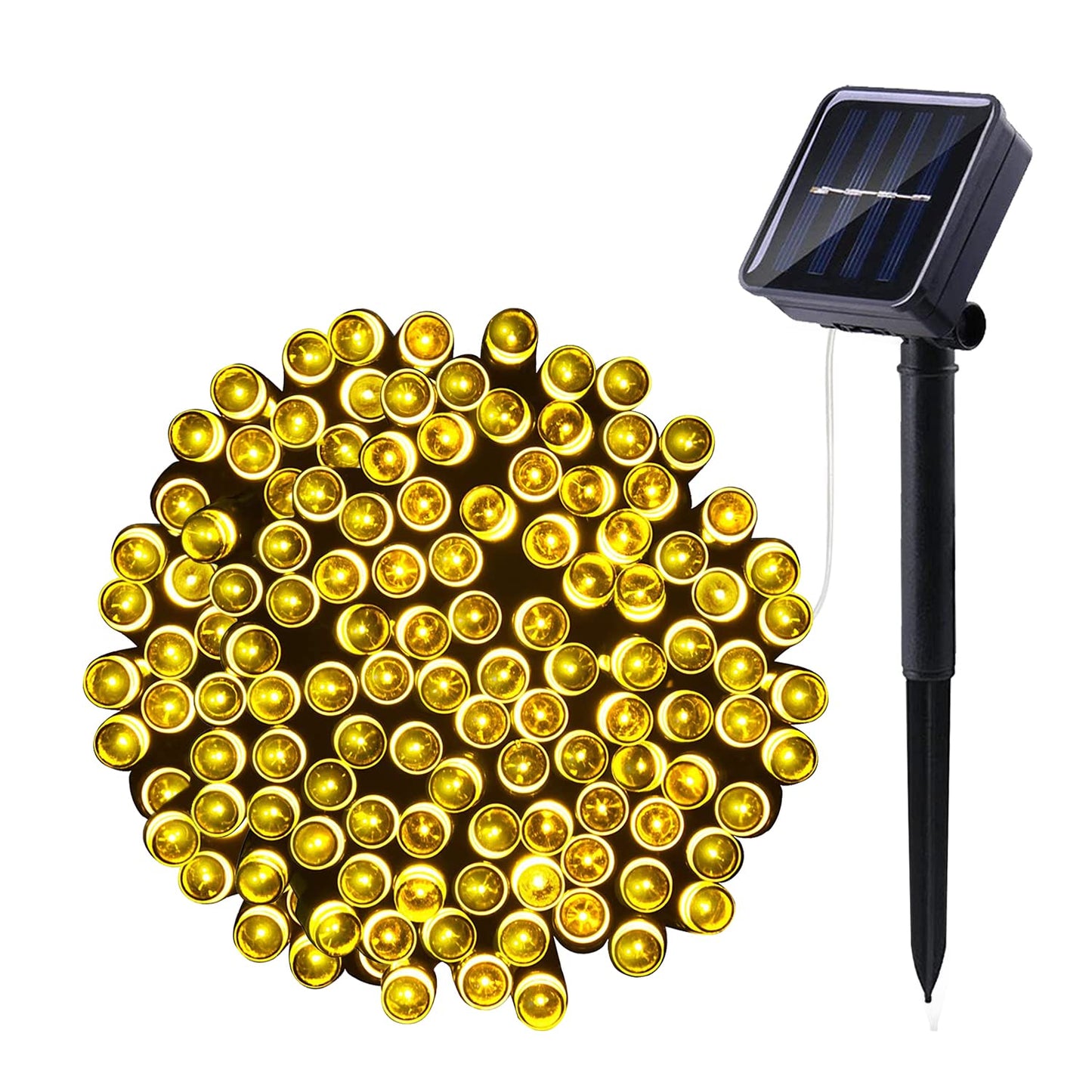 L LAMPOP Solar String Lights 100LED Waterproof Warm White 8 Modes for Outdoor Garden Party Wedding Decorations