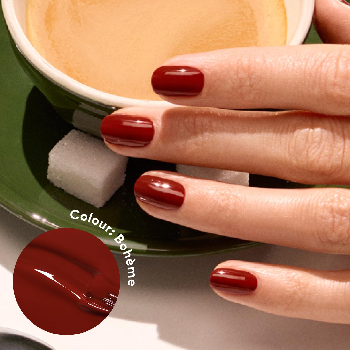 Manucurist Green Flash LED Boheme Red Brown Gel Nail Polish - Vegan, 12-Free, Plant-Based Gel Polish - Strengthens and Protects
