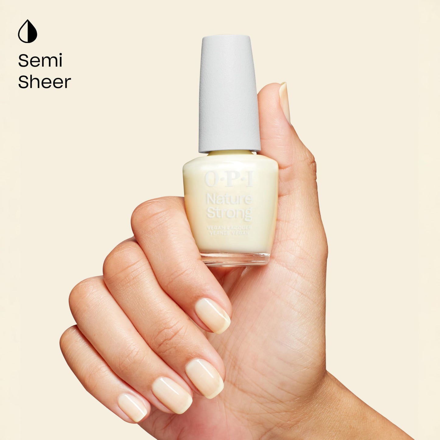 OPI Nature Strong Cauliflower Power | Semi-Sheer Soft Warm White Crme Natural Origin Nail Polish LE | Plant Based, Vegan, Cruelt
