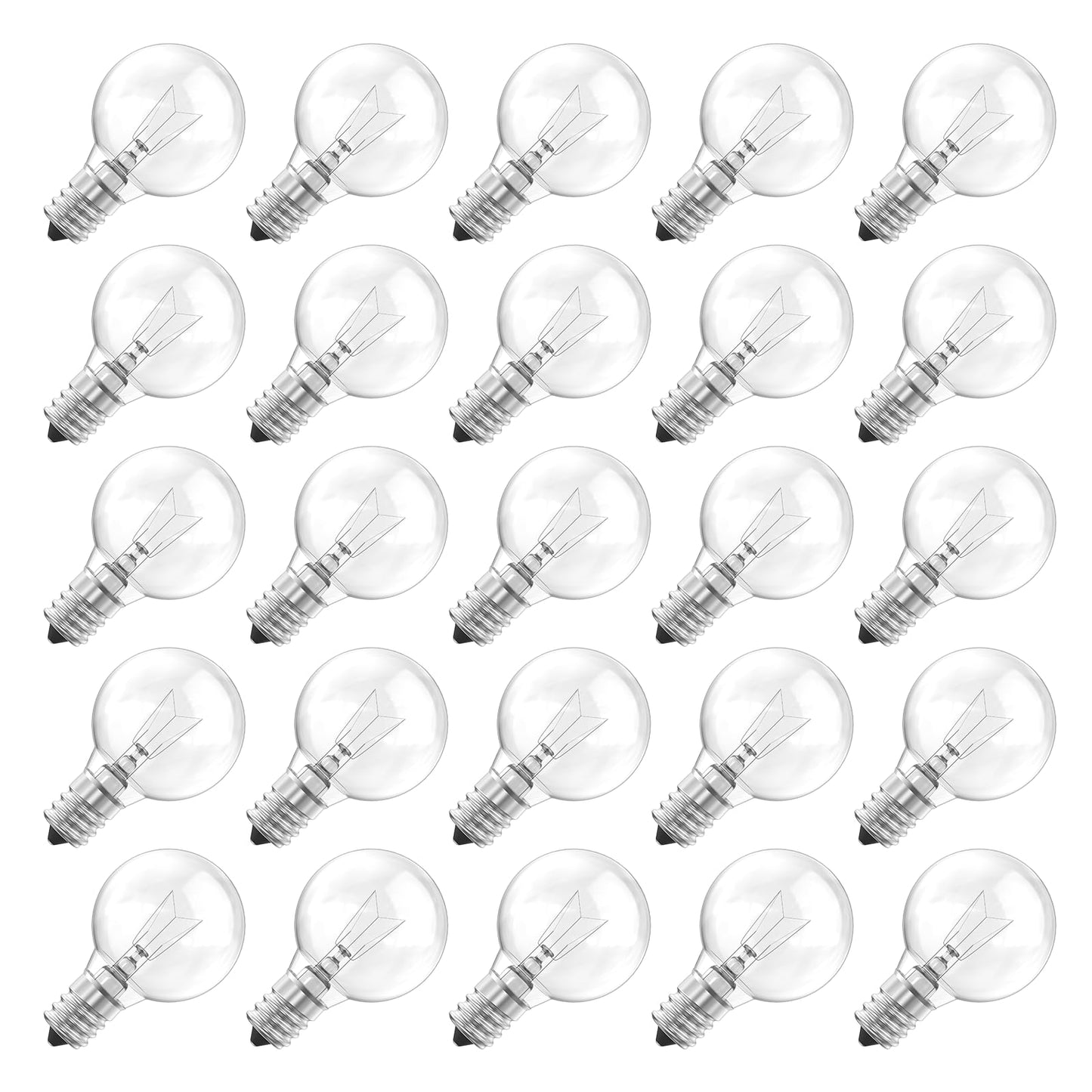 Brightown G40 Replacement Light Bulbs, Clear Glass, E12 Base, 5W, Warm White, 25 Count