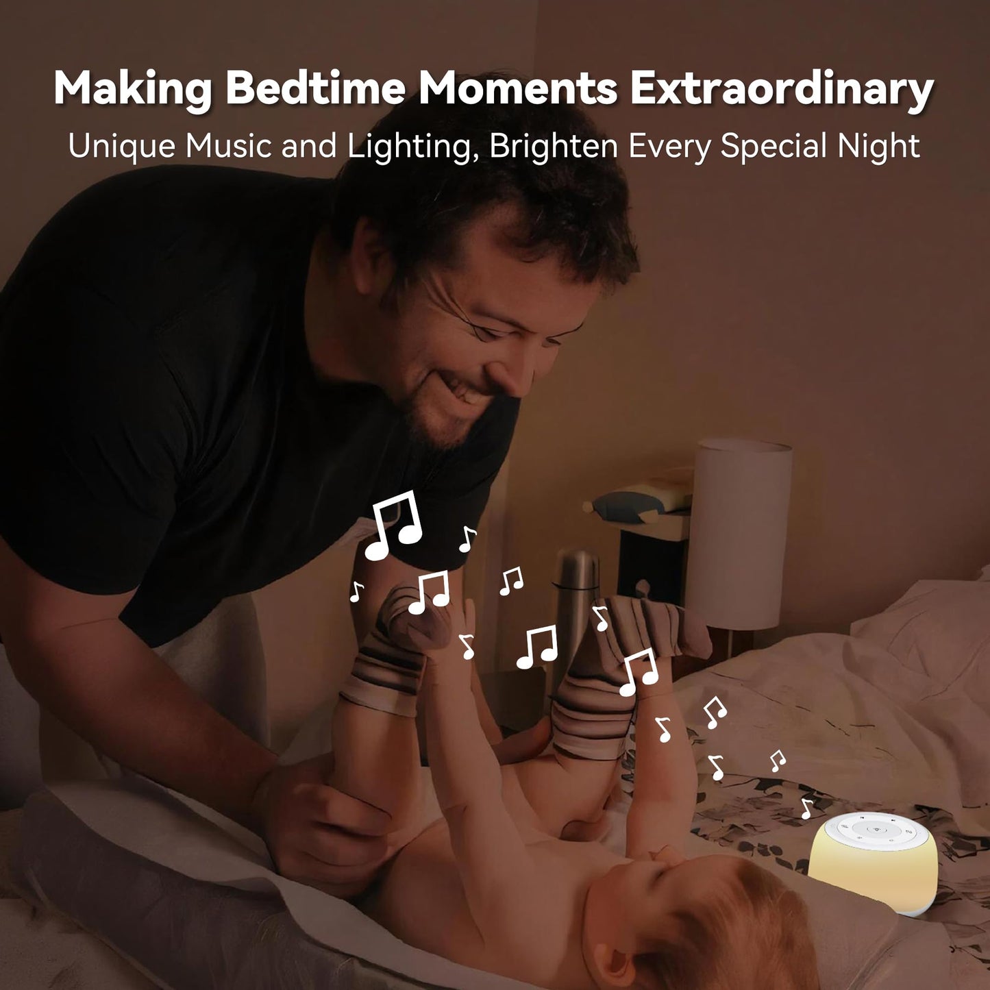HEYAXA White Noise Sound Machine with 7 Colors Night Light 34 Soothing Sounds, Portable Sound Machine for Baby Adults Kids Sleep with 30 Volume Levels 4 Timers Adjustable Brightness (White)