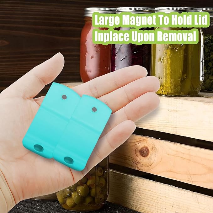 2pcs Canning Jar Opener with Magnets Mason Jar Opener Canning Tool Releases Vacuum Seal on Wide Mouth and Regular Mouth Lids (Blue)