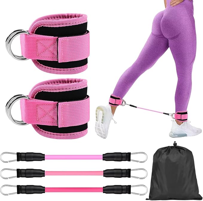 Ankle Resistance Bands with Cuffs, Elastic Resistance Band Set With Storage Bag Glutes Workout Equipment, Leg Butt Trainin...