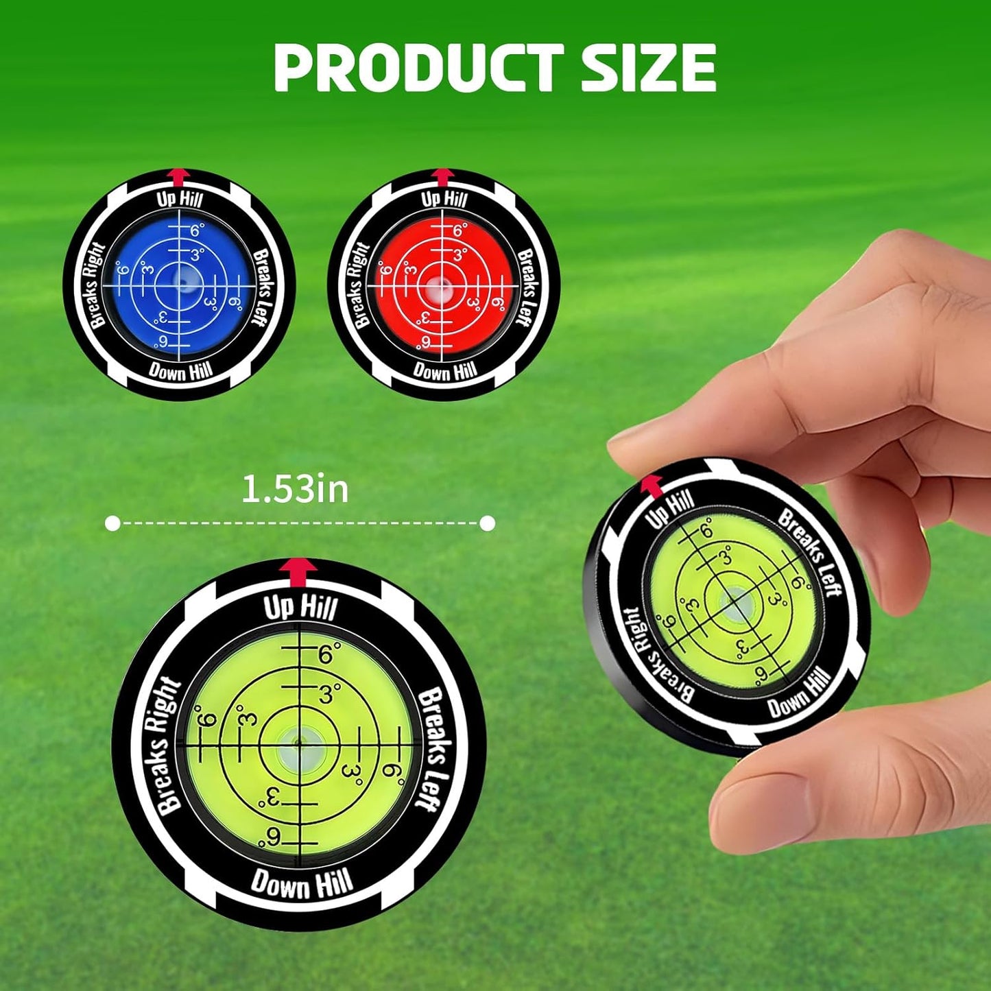 3 Pack Golf Ball Markers for Putting Green, High Precision Pro Golf Green Reader for Men & Women
