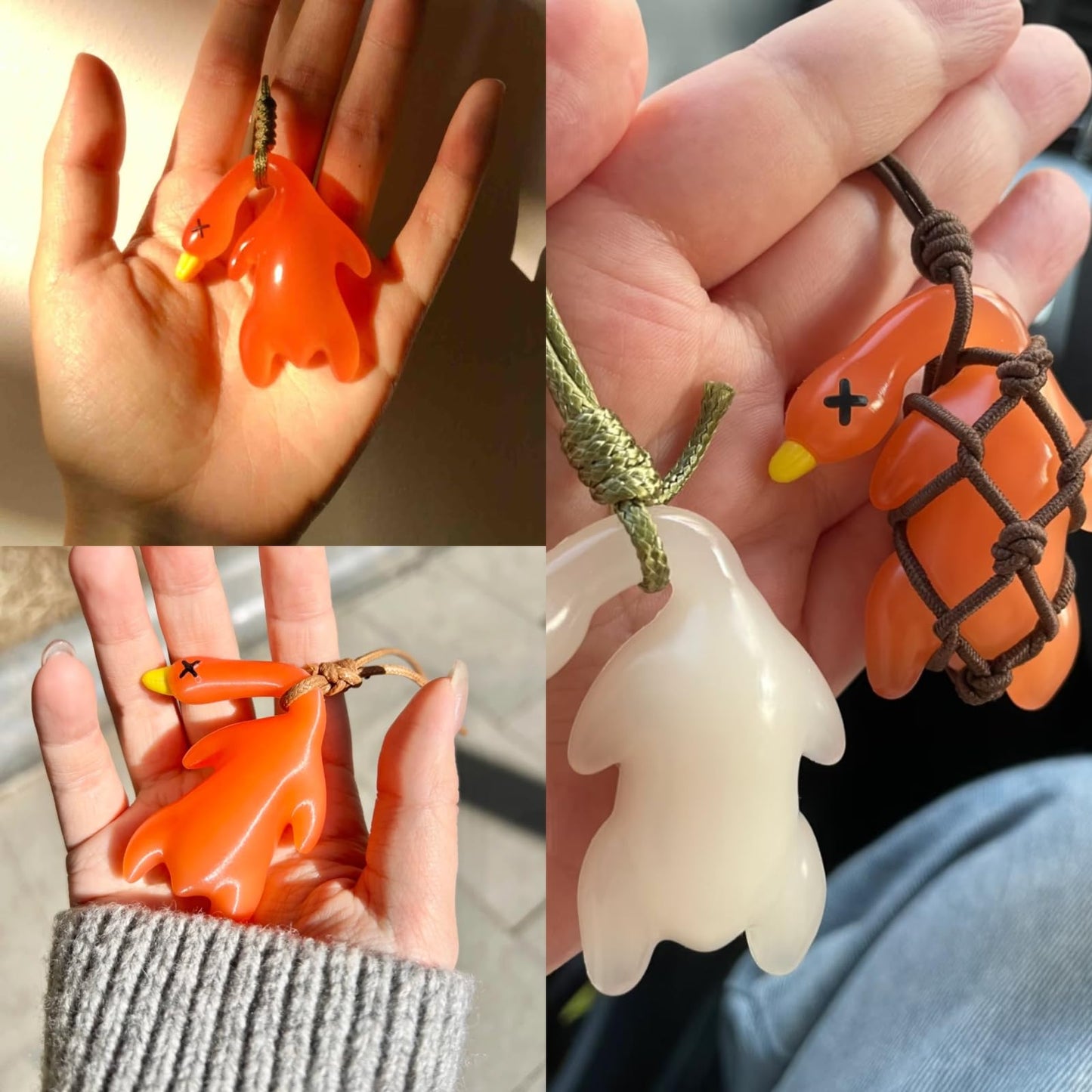 6 Pcs UV Duck Car Pendant, Violetfox Color-Changing Duck Sunscreen Tester UV Temperature Reminder, Funny Cute Roast Duck Hanging Ornament for Car Mirror Bicycles Bags and Cellphones (Resin)