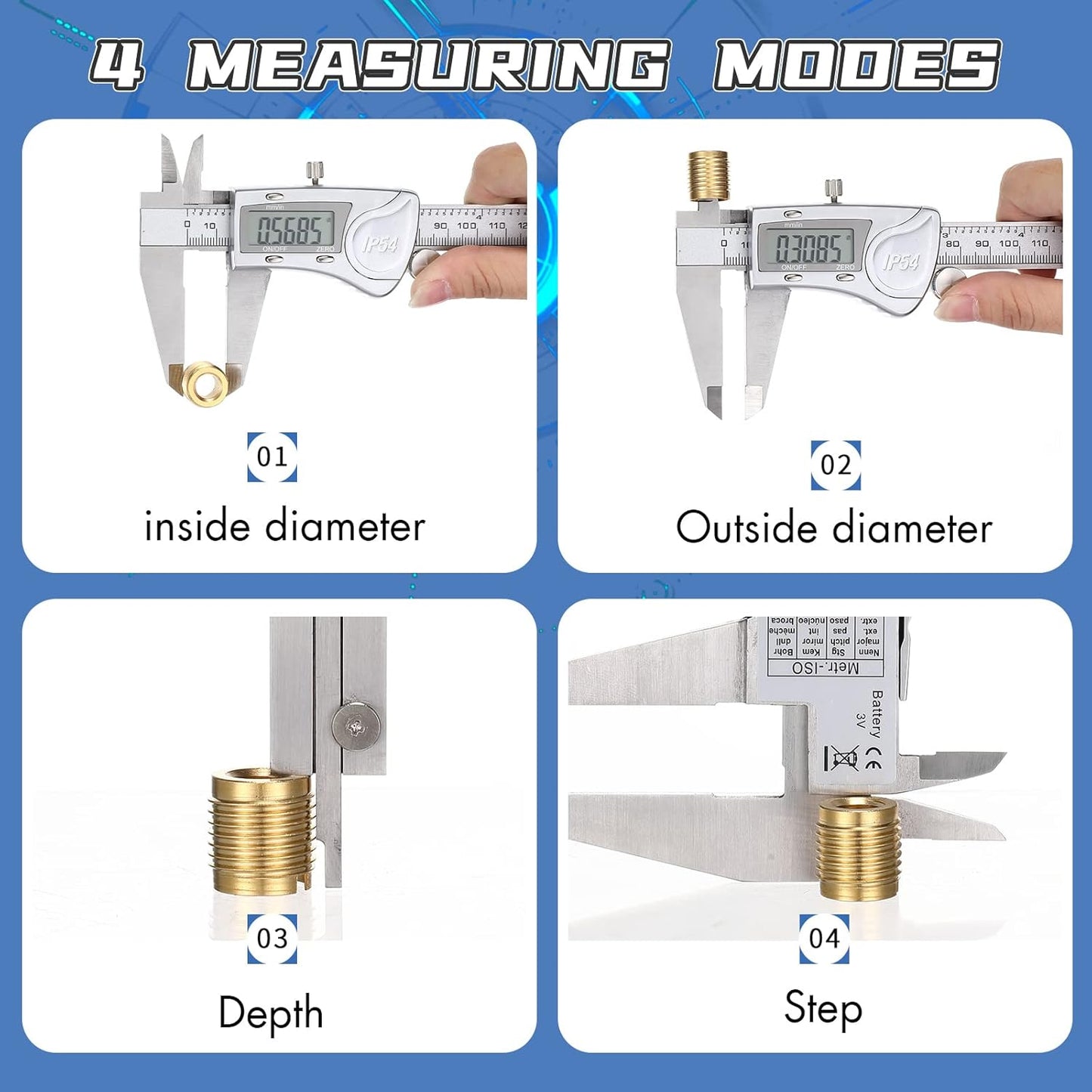 Electronic Digital Calipers, inch and Millimeter Conversion,LCD Screen displays 0-6" Caliper Measuring Tool, Automatic Shutdown, Suitable for DIY/Jewelry Measurement (200mm Stainless Steel)