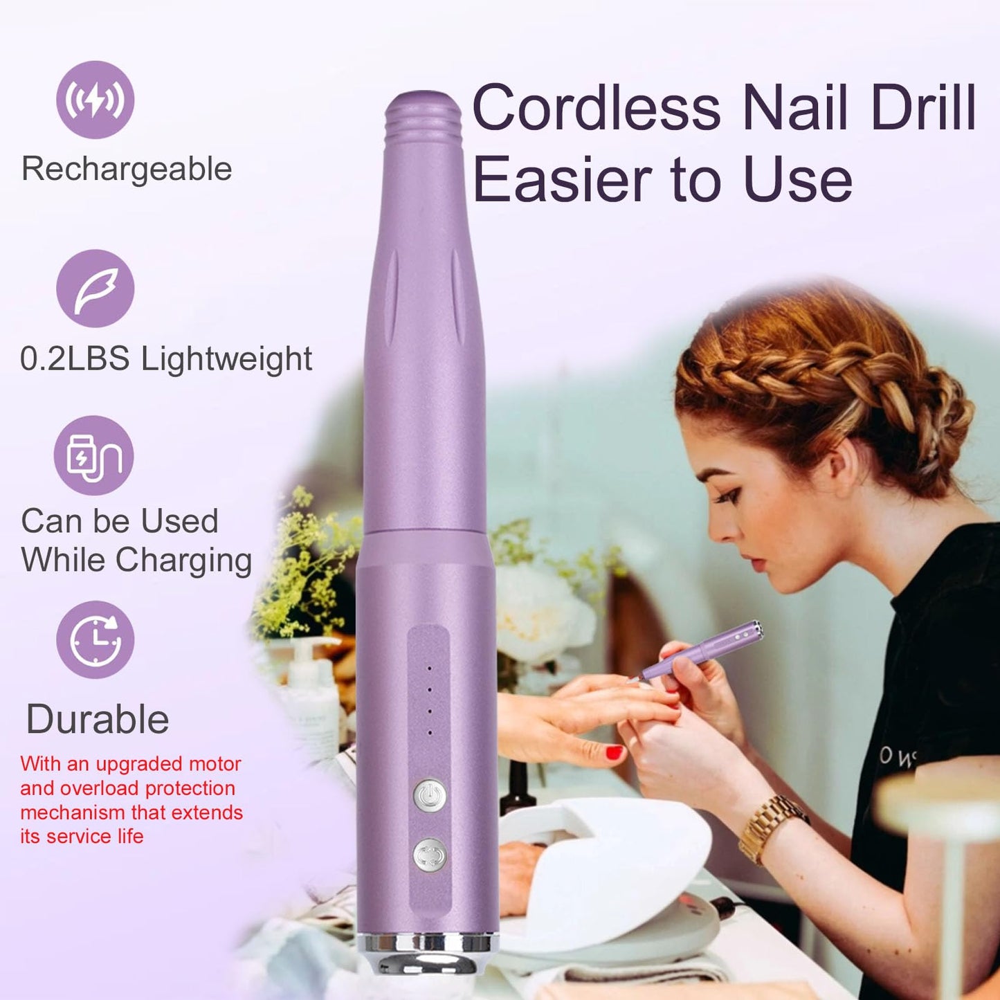 LiQiAMEi Nail Drill and Dremel - 14-in-1 Portable USB-Powered Nail Care Set with 20000RPM Speed for Gel, Dip Powder, Manicure, P
