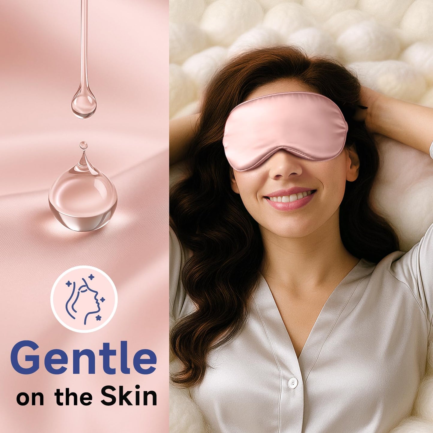 Umisleep Pure Soft Silk Sleep Mask [22 Momme 6A], Light Blocking Eye Mask with Upgraded Nose Pad, Breathable Sleeping Mask for Women Men, Elastic Bindfold with Travel Pouch,Pink