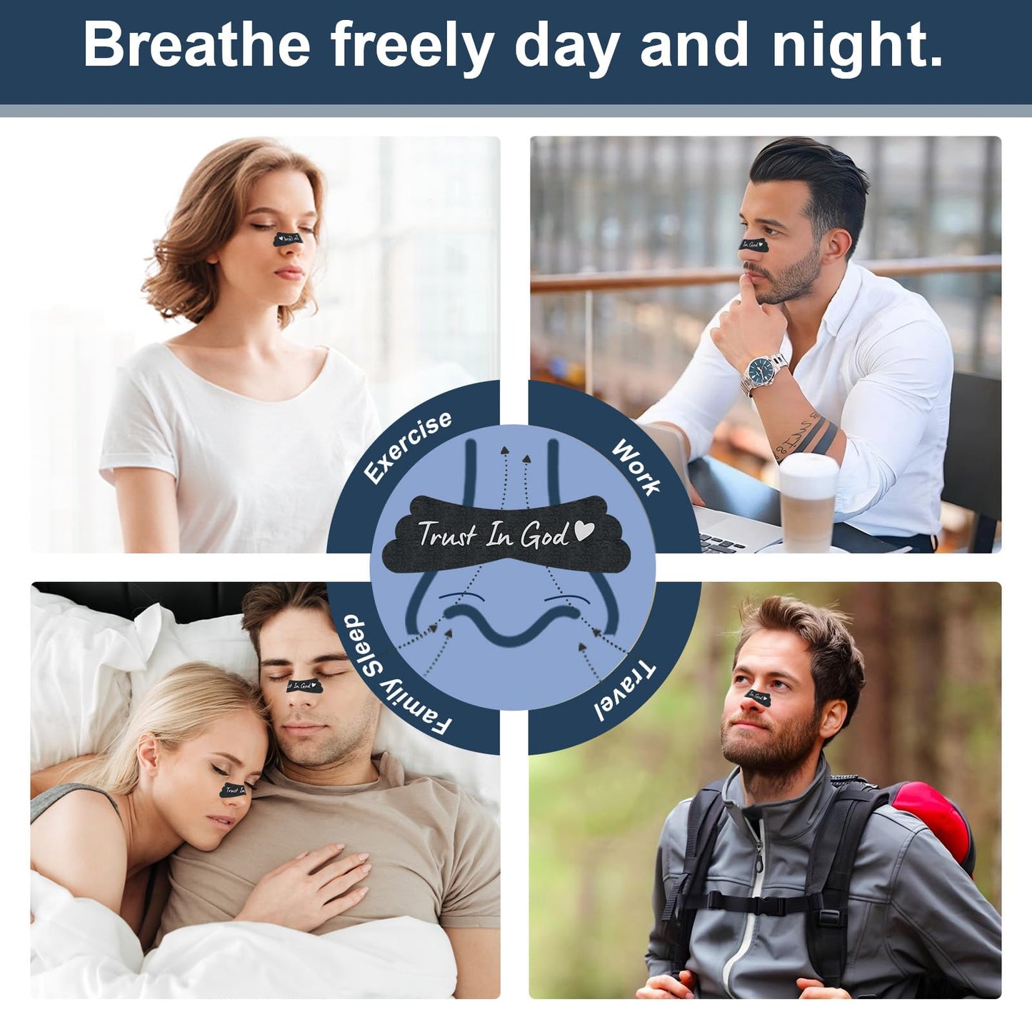 Nasal Strips for Snoring - Extra Strength Nose Strips for Breathing - Nose Tape for Sport, Work and Sleep - Anti Snoring Strips Help Stop Snoring(Black-32PCS)