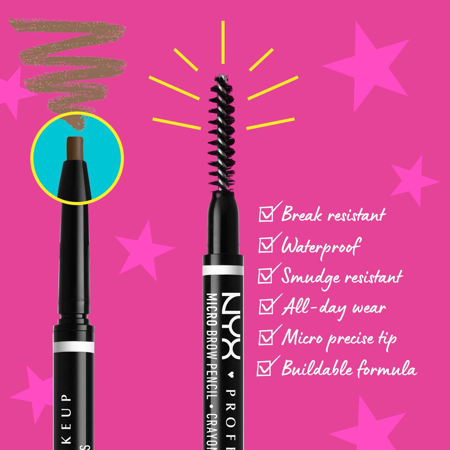 NYX PROFESSIONAL MAKEUP Micro Brow Pencil, Precise Eyebrow Pencil - Chocolate