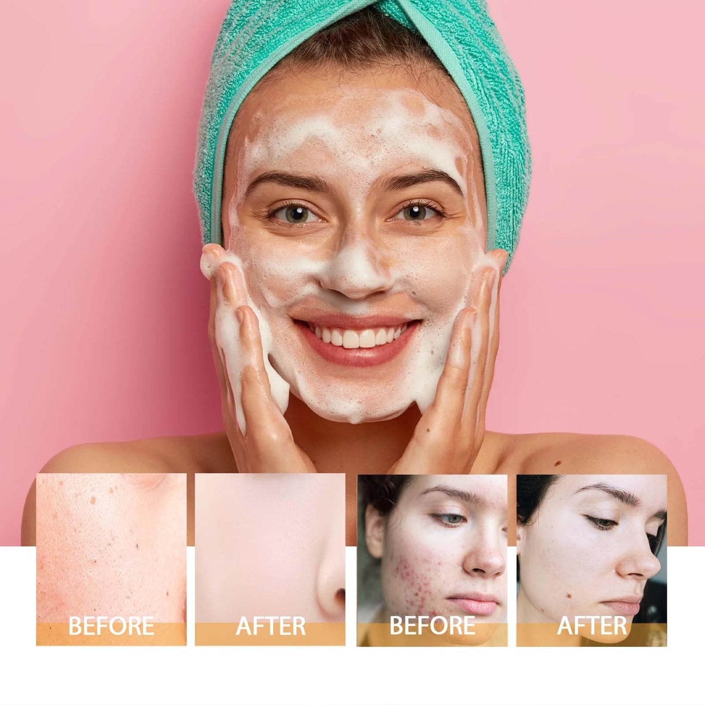 Axnzp 2 Pcs Turmeric Face Wash With Brush, Deep Cleansing Exfoliating Glow Wash Turmeric Facial Cleanser for Women All Skin.