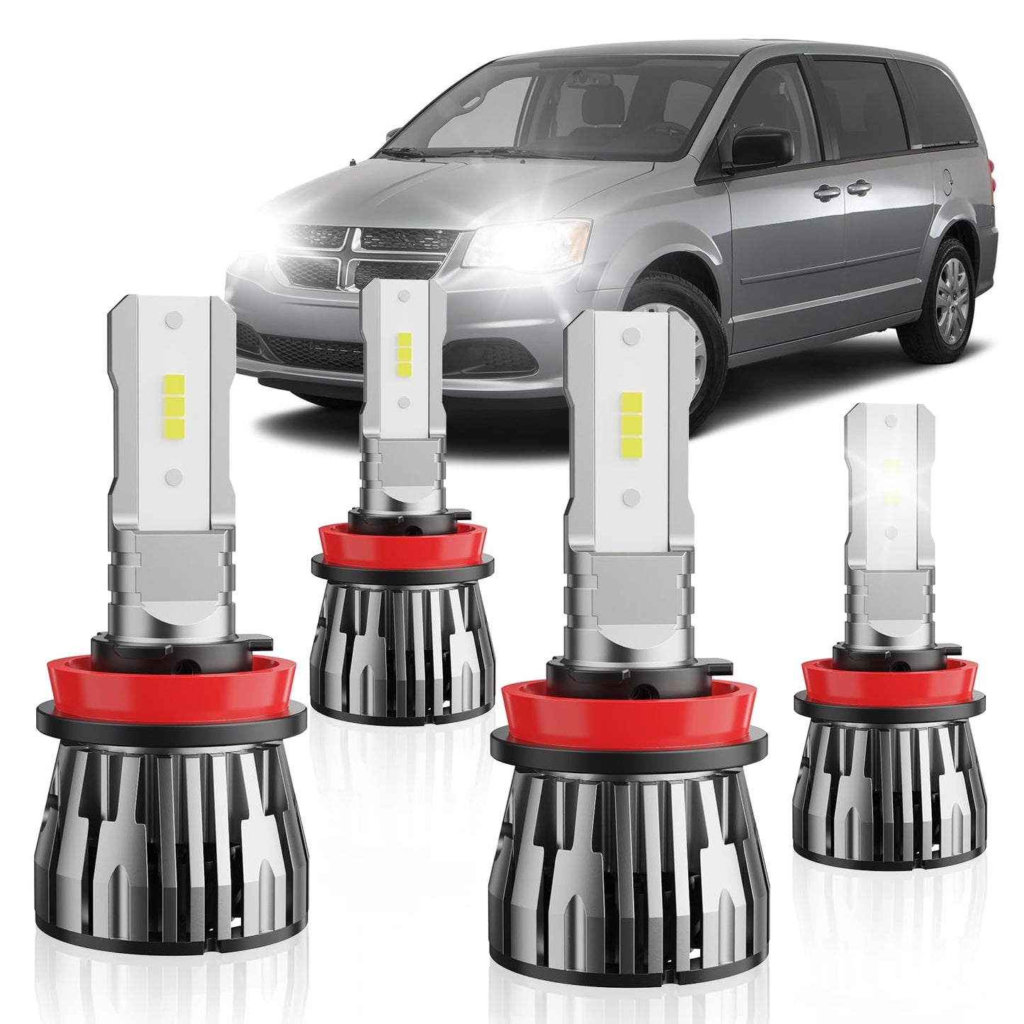ETOILUMI H11H11 Grand Caravan LED Bulbs Combo, 4-Pack, 6500K Cool White, Compatible with Dodge Grand Caravan 2011-2020