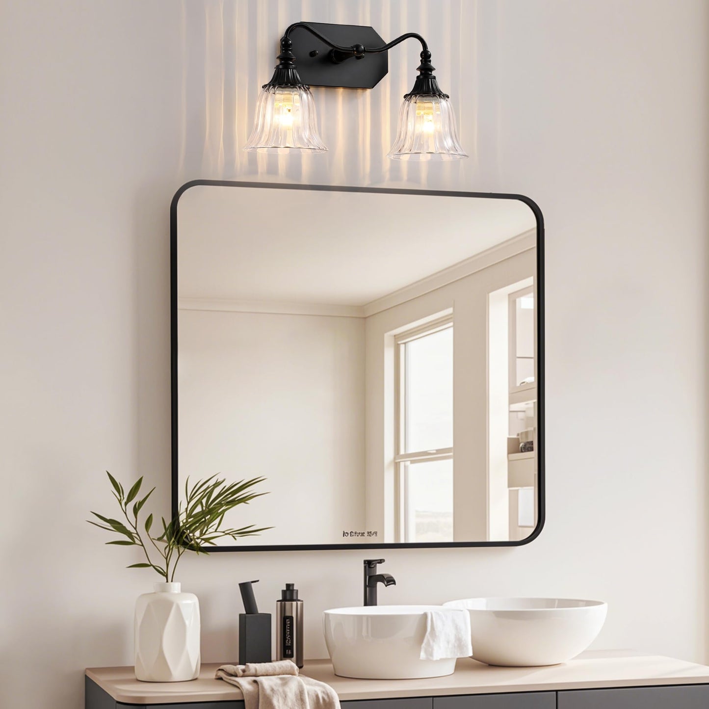 Lmnlvn Bathroom Vanity Light Fixture  2 Lights Bathroom Lighting Matte Antique Brass Finish With Crystal Glass Shade  Vintage Vanity Light For Bathrooms