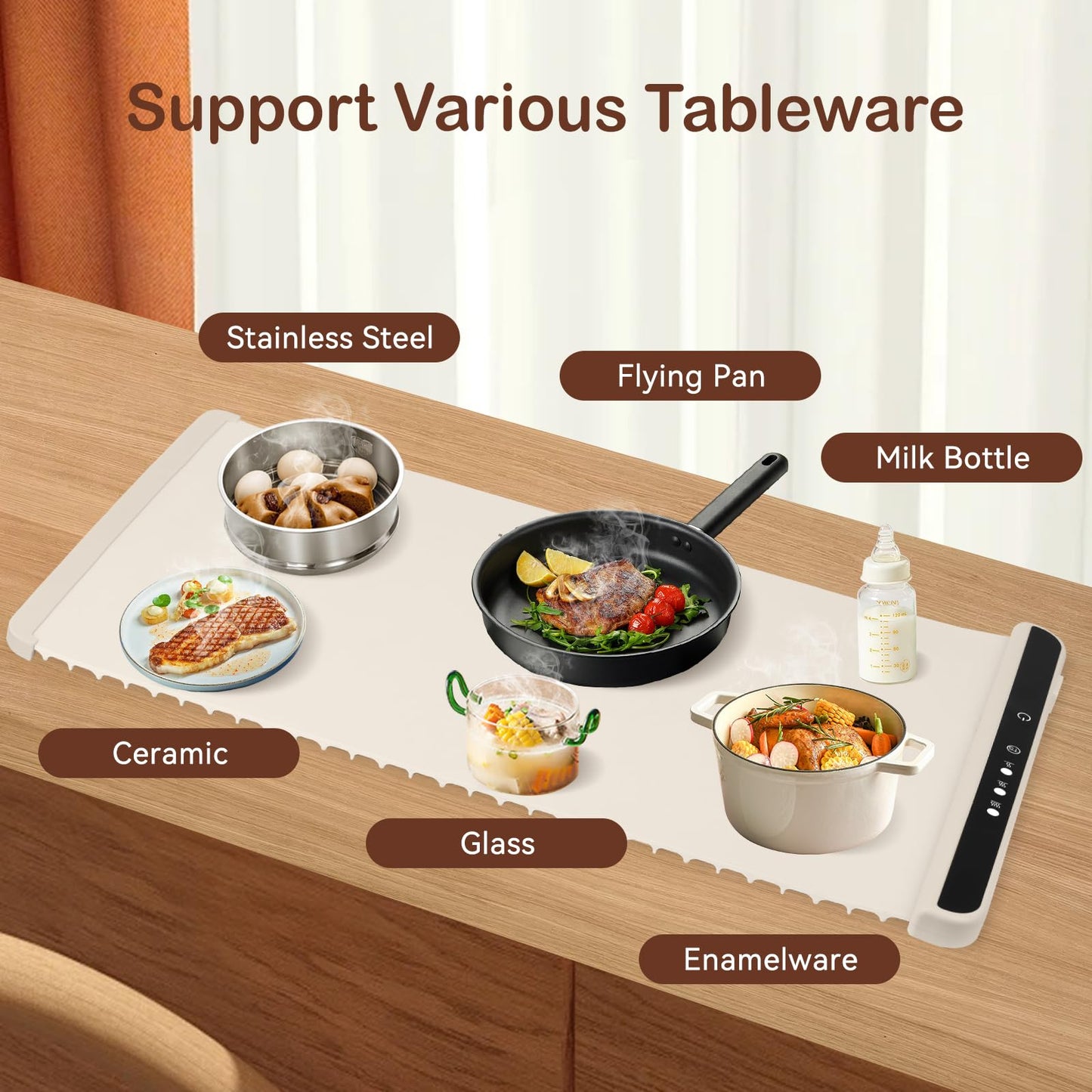 Food Warming Mat, Electric Warming Tray for Parties & Buffets with 3 Temperature & Fast Heating, Electric Food Warmer Mat, Foldable Silicone Heating Mat