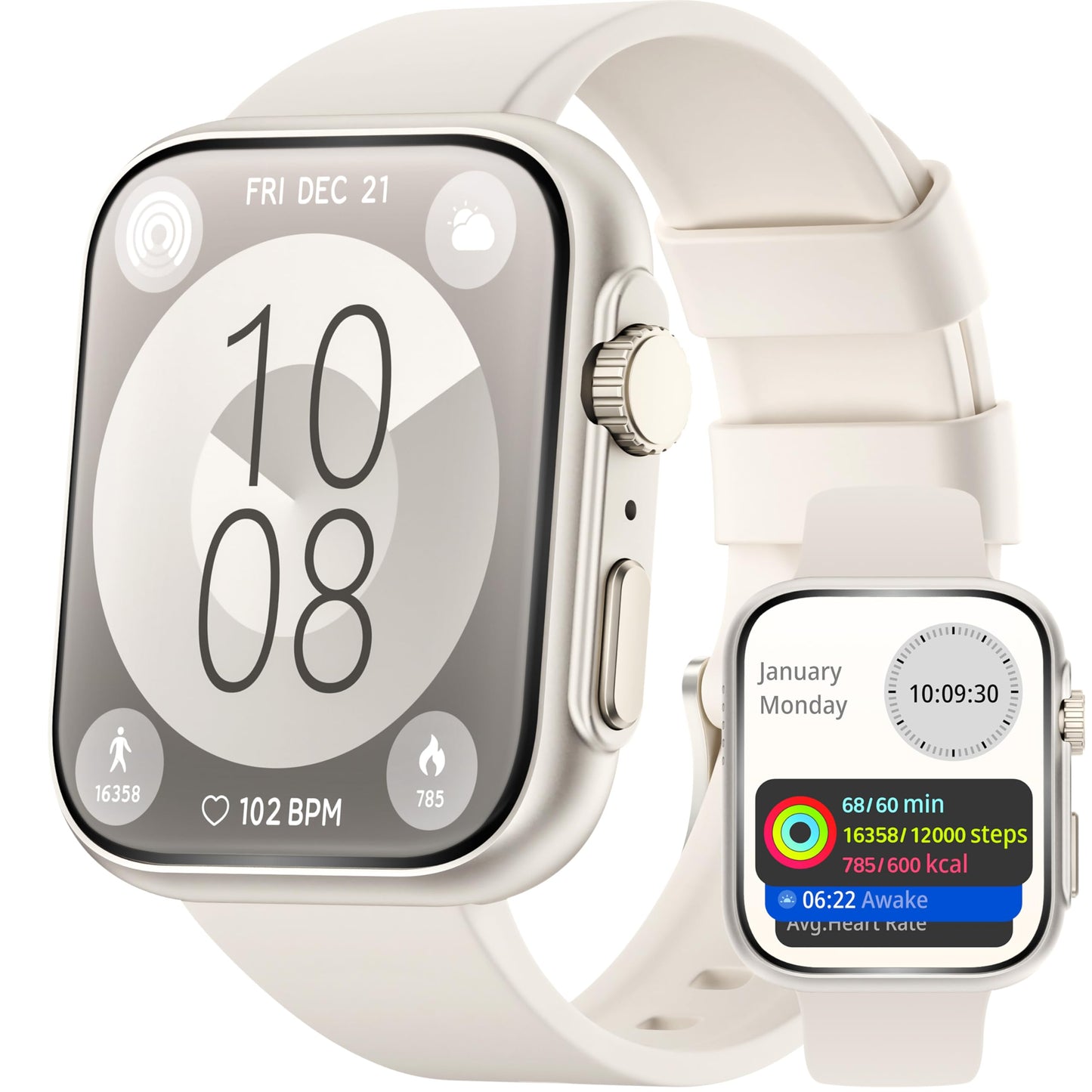 Smart Watch for Men Women, Bluetooth Call, 120+Sports Modes Fitness Tracker, Sleep Tracking, Step & Calorie Counter, IP68 Water Resistant Smartwatchs for Android iPhone, lightweight Casual Beige