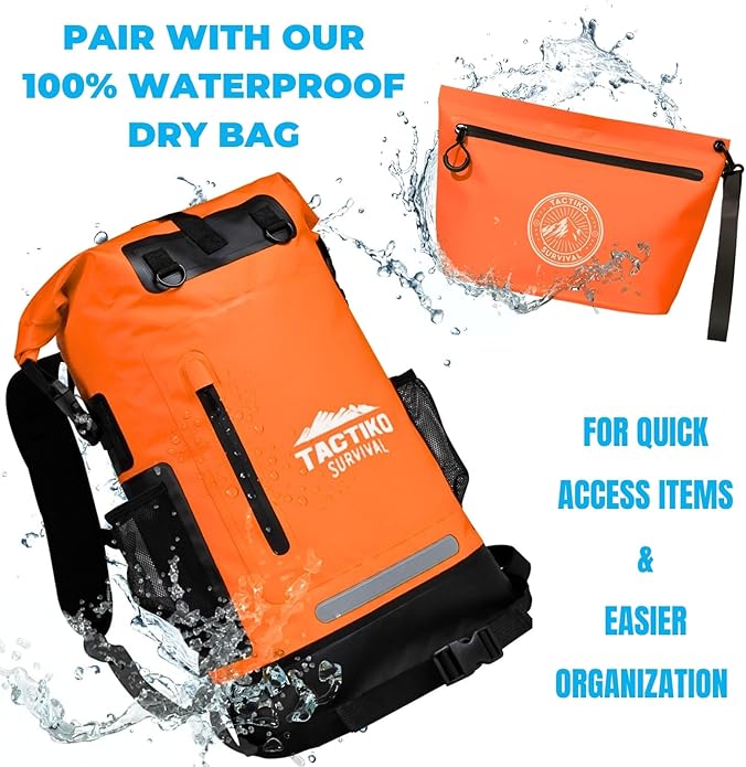 Tactiko Heavy-Duty 2L Splash Water Resistant Zipper Pouch - Hold-All Organizer for Dry Bags, Travel Bags