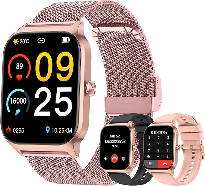 Smart Watch for Women Fitness Tracker: Rose Gold Bluetooth Make Answer Call Digital Mens watches Waterproof Run Smartwatch...
