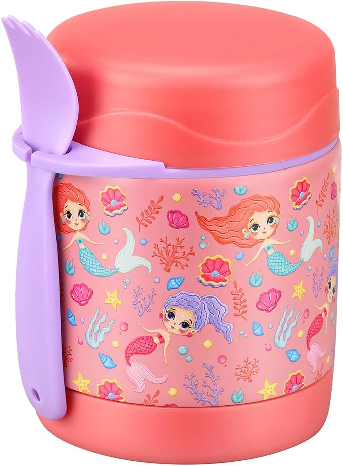 Mermaid 10oz Kids Lunch Jar - Insulated, Leak Proof, Wide Mouth, Hot Food, Spoon Included