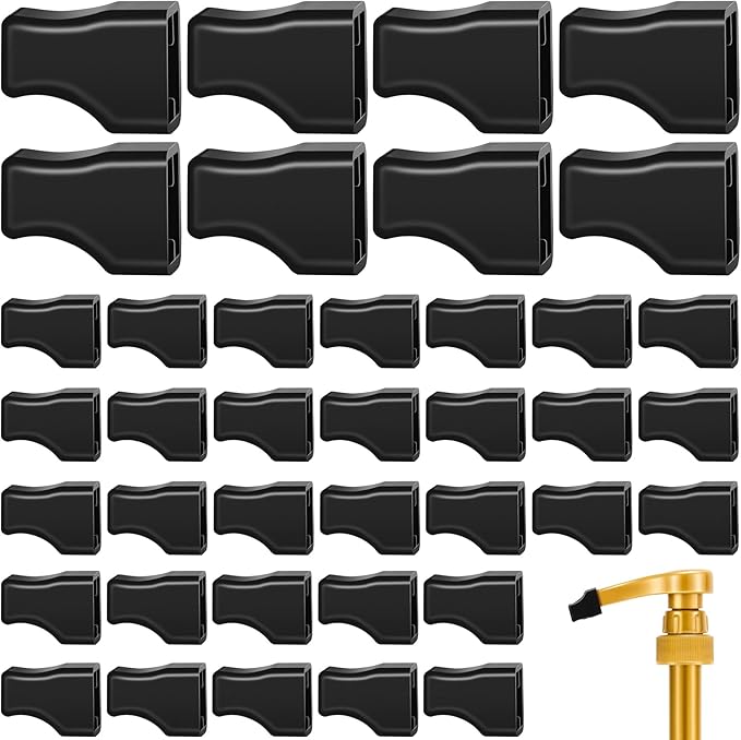 Zhehao 40 Pcs Coffee Syrup Pump Tip Cap Pourer Covers Rubber Caps Fits for Syrup Pump, Pour Dispenser, Oil Liquor Bottle, Keep Sugar Condiments Olive Clean Preserved (Black)