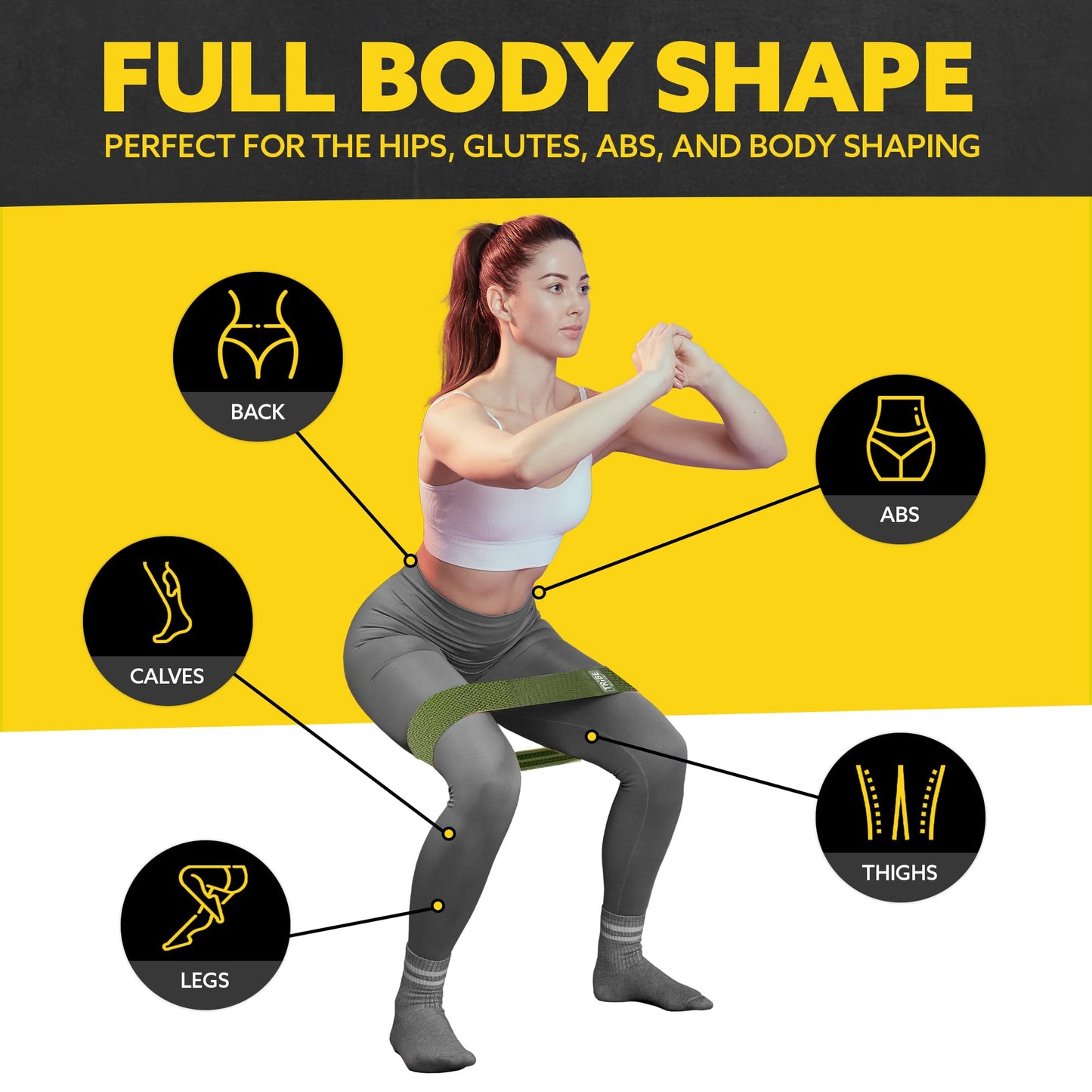 Tribe Lifting Fabric Resistance Bands for Exercise - Hip Bands for Working Out Legs, Glutes, Knees and Thighs for Men and Women - Cloth Circle Booty Bands for Physical Therapy (Military Green)