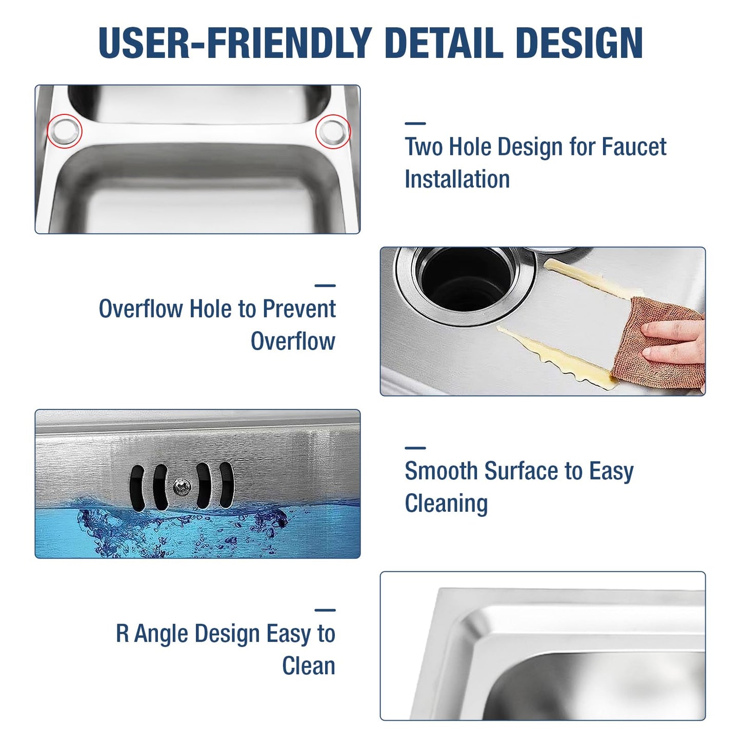 DuyviSteil Free Standing Double Bowl Sink, Stainless Steel Utility Sink, Commercial Restaurant Kitchen Sink Set, Water Pipe & w/Workbench & Storage Shelves Indoor Outdoor (47in)