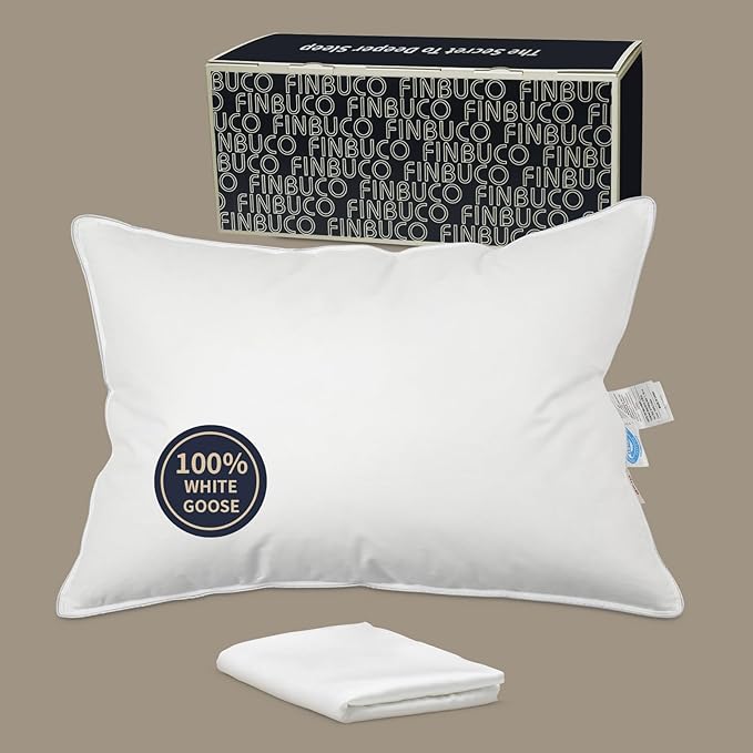 Natural Goose Down Pillows: Luxury Hotel Bed Pillow with 750 Fill Power, White Goose Down Sleeping Pillow with Pillowcase, Soft Pillow for Back, Side, Stomach Sleepers - 1 Pack, Queen (20" x 30")