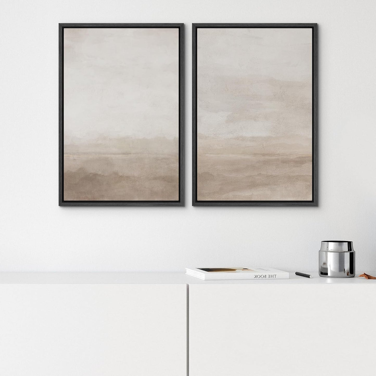 SIGNWIN Framed Canvas Print Wall Art Abstract Wave Pattern Modern Art Minimalist Neutral Decor for Living Room, Bedroom, Office - 24"x36"x2 Black
