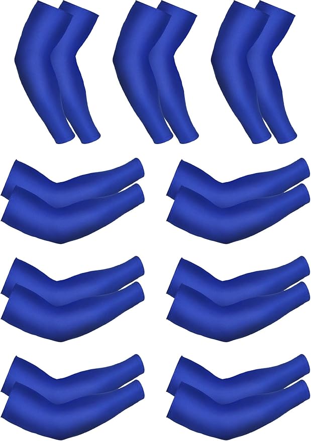 Mudder 9 Pairs Unisex UV Protection Sleeves Arm Cooling Sleeves Ice Silk Arm Sleeves Arm Cover Sleeves (Royal Blue)