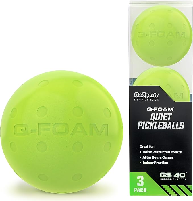 GoSports GS 40 Q-Foam Pickleballs - Quiet Foam Balls for Indoor or Outdoor Practice - 3 Pack