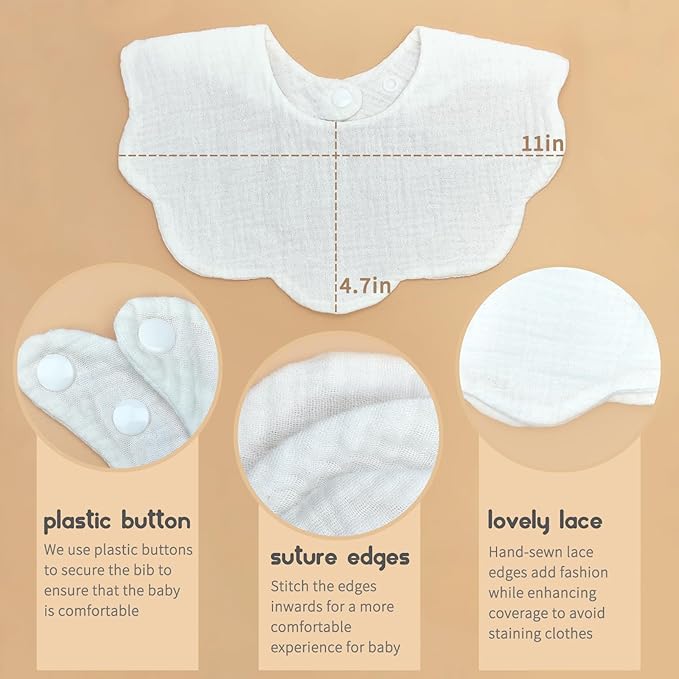 Baby Bibs Muslin Bibs for Baby Girl Boy for Drooling and Teething 10 Pack