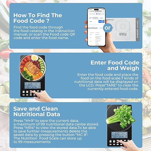 Nutrition Food Scale,5KG Digital Food Scale for Weight Loss,Prefect for Calculating Food Facts,Calorie Counting,Meal Prep,Fat,KCAL,Carbohydrates,Cholestero,with Food Grade Glass