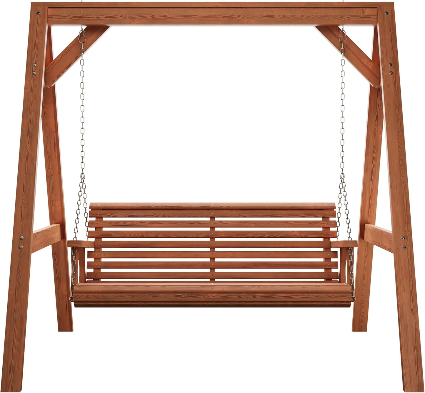 Amish Casual 4 Foot Roll Back Swing with A-Frame Stand in Cedar - Freestanding Wood Porch Swing for Patio, Yard or Garden