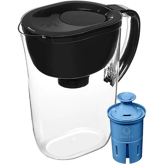 Brita Large Water Filter Pitcher for Tap and Drinking Water with SmartLight Filter Change Indicator + 1 Elite Filter, Reduces 99% Of Lead, Lasts 6 Months, 1-Cup Capacity, Black