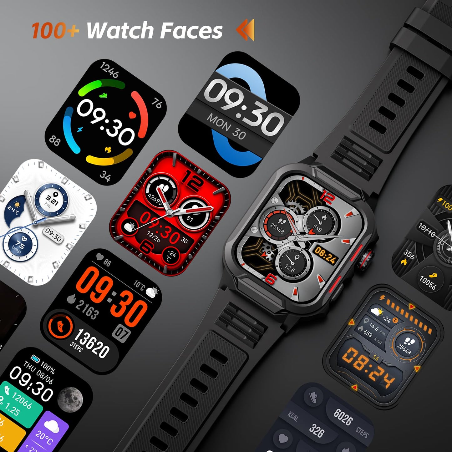 Smart Watches for Men (Answer/Make Calls), 1.96" Fitness Smart Watch with Heart Rate/Blood Oxygen/Sleep Monitor/100+ Sport Modes, 3ATM Waterproof Smartwatch Mens Watches for Android and iPhone