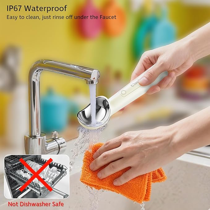 Heated Ice Cream Scoop with Holder(Newest Gen 3.0): USB Rechargeable Electric Icecream Scooper with Manual On/Off Switch,2025 Kitchen Gadgets for Hard Ice Cream, Waterproof IP67,Max to 158℉