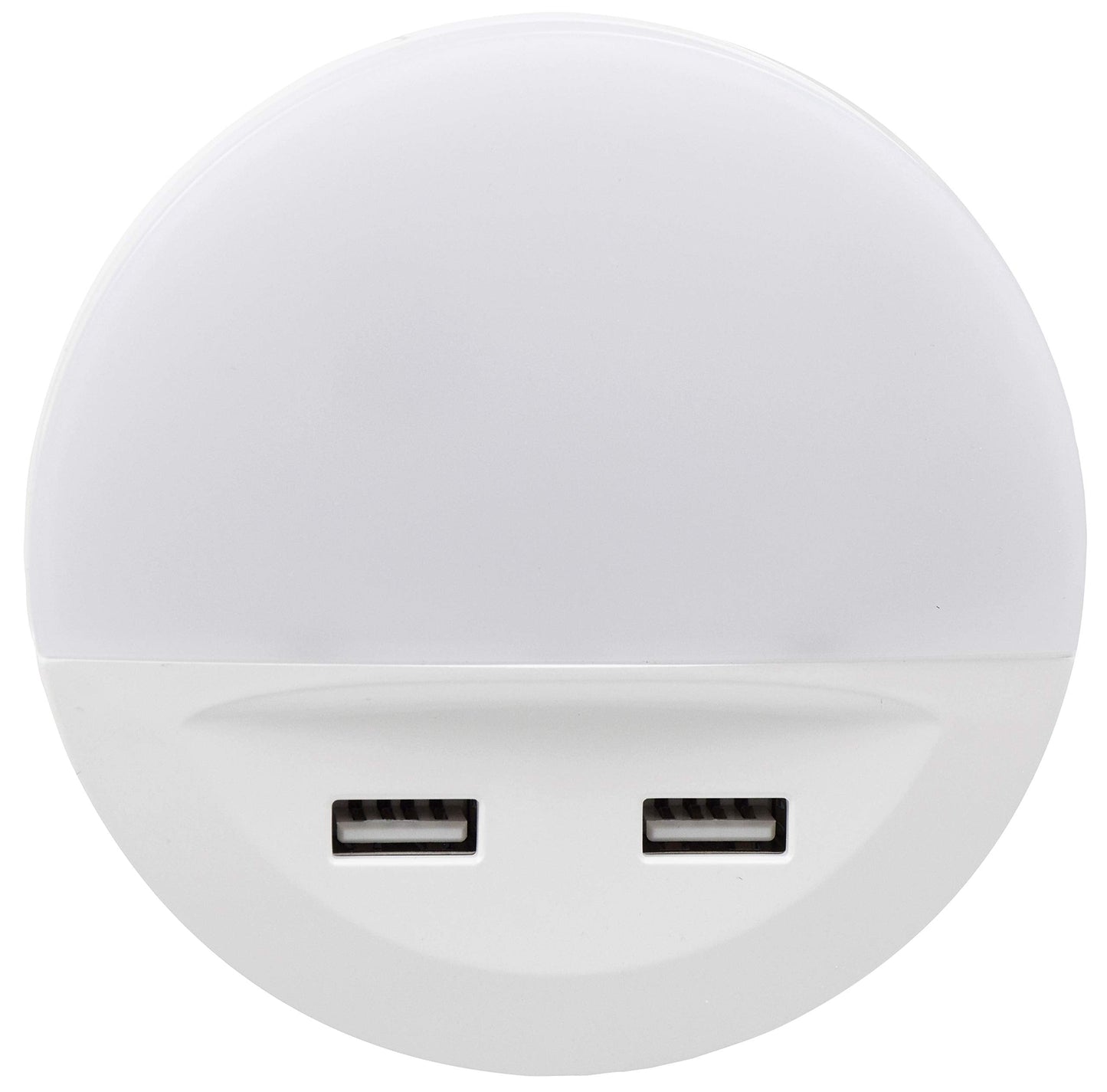 LEDVANCE SYLVANIA LED Night Light with Dual USB Ports, 3000K Warm White, Dusk to Dawn, Frosted Finish, 1 Pack, Model 65005