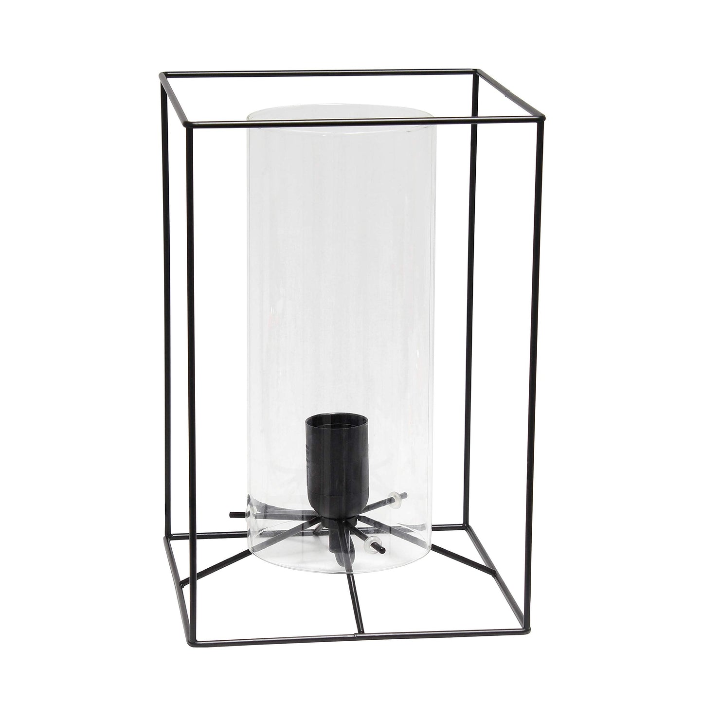 Elegant Designs LT2070-CLR Large Table Lamp, Metal, Black & Clear, 11.8in