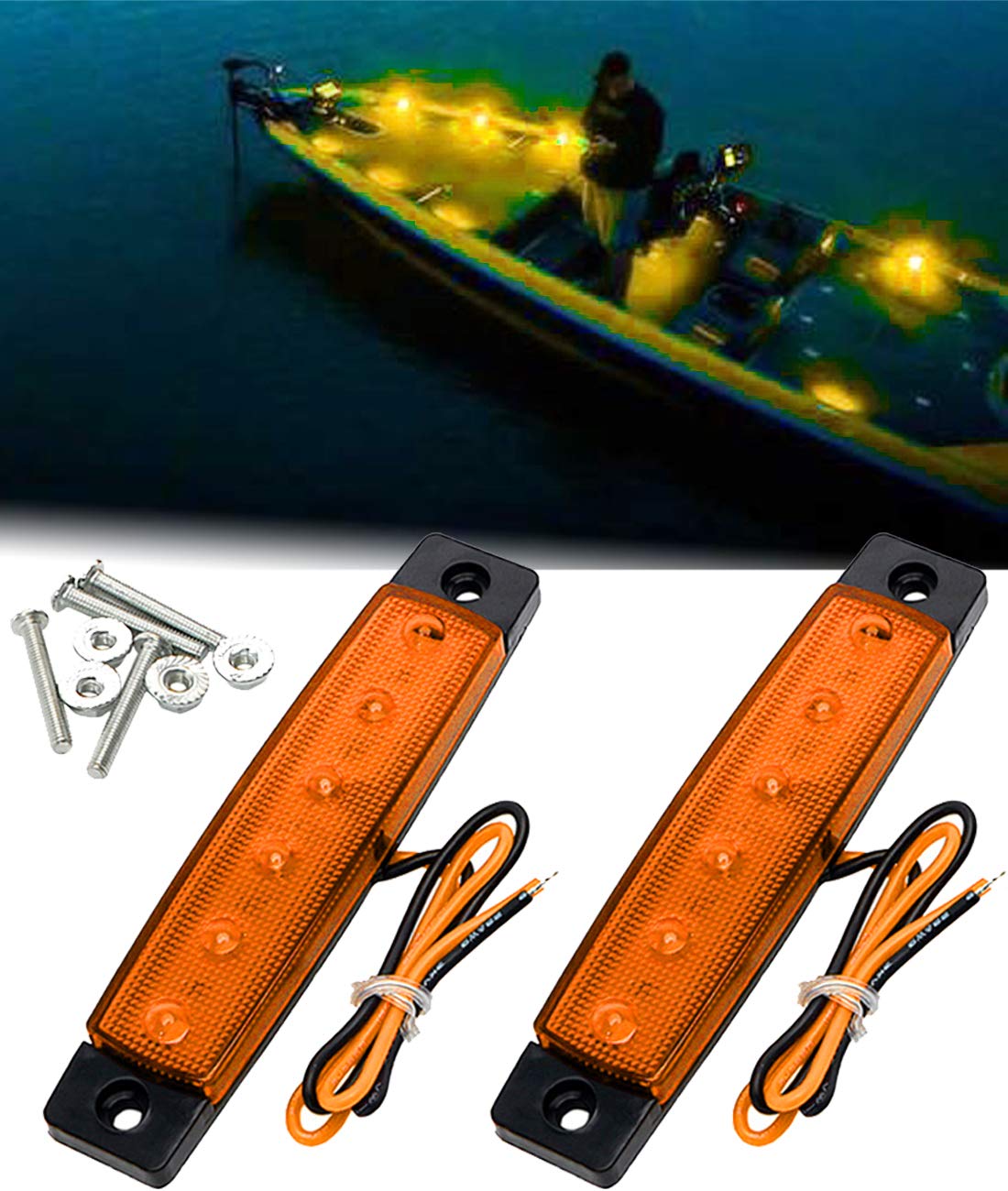 Shangyuan LED Boat Lights, Slim Strip Bar Light, Yellow, Pack of 2, Model 3766214