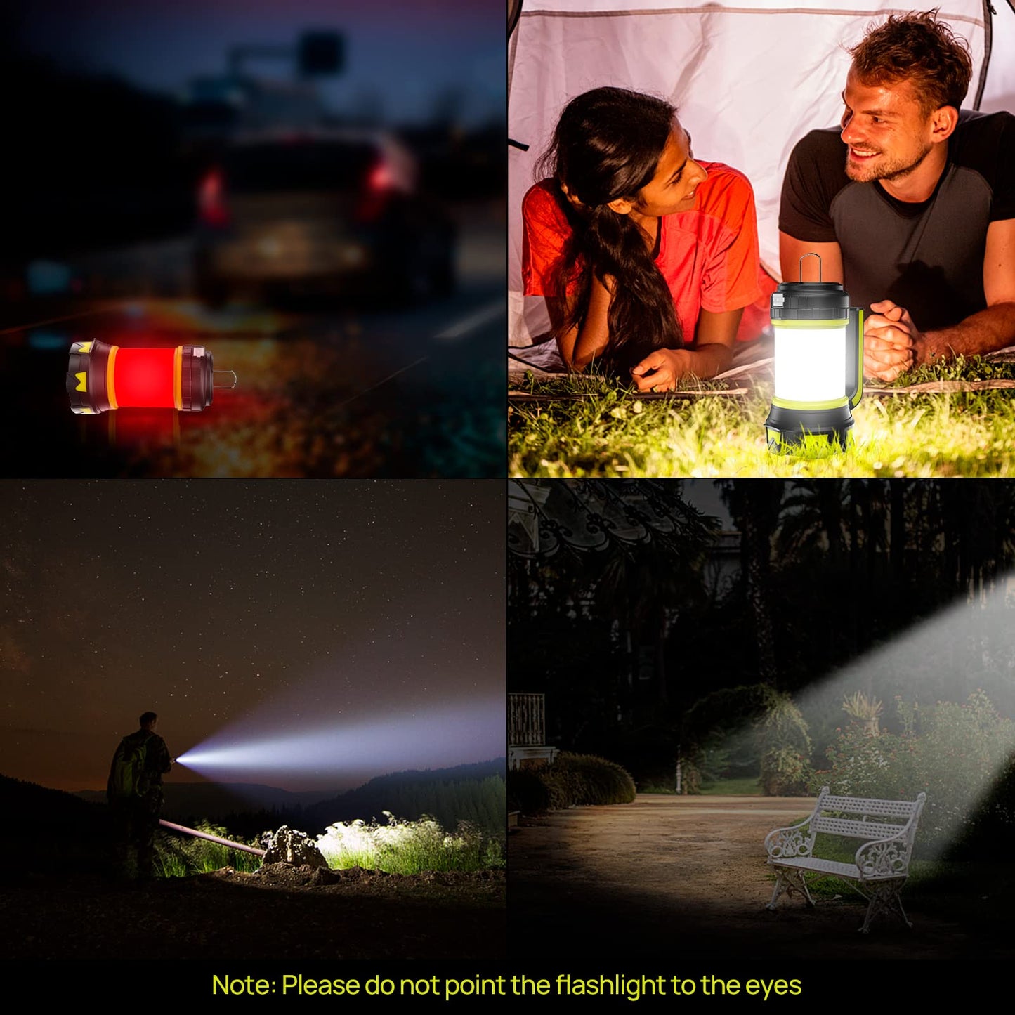 Bochaos Rechargeable Flashlights - 6 Modes Led Lantern, 3000Mah Battery, Ipx4 Waterproof, Medium-2Pack, Green, Model Hc-261