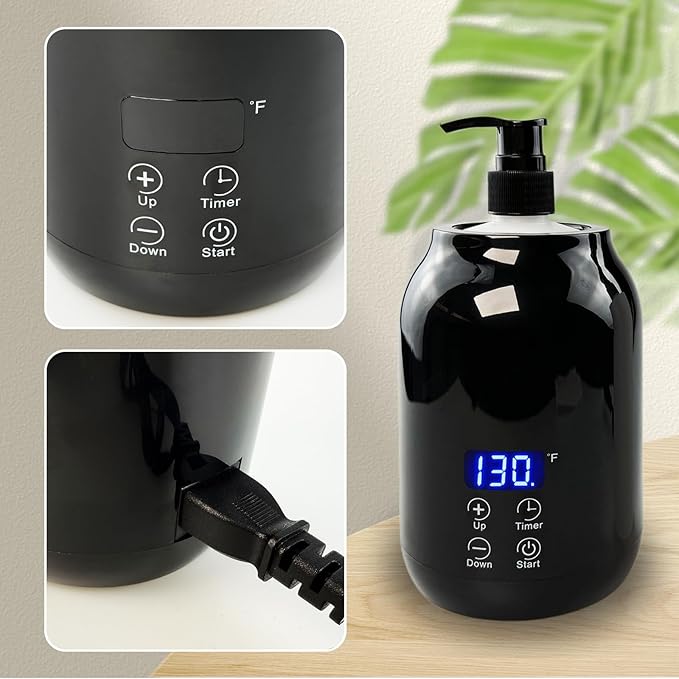 Flylin Massage Oil Warmer, Temperature Control Lotion Bottle Warmer Heater with Two Oil Bottle, Smart Touch Key Digital Massage Oil Heater for SPA/Salon/Barber Shops/Home