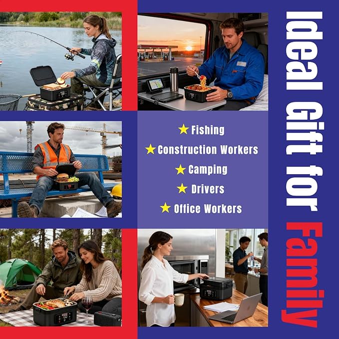 Cordless Electric Lunch Box, 10000mAh Portable Food Warmer with Heating & Keep-Warm Modes, 1/1.5L Capacity, Timer, for Office, Car, Travel