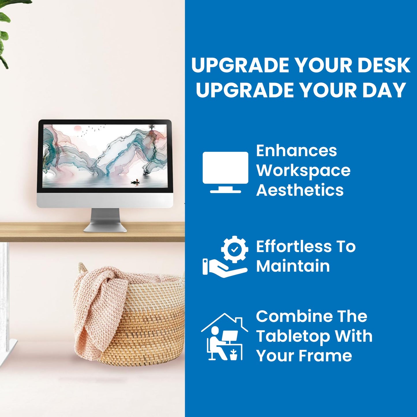 Mount-It! Table Top for Standing Desk, 55" x 29" Solid One-Piece Wood Desk Surface, Heavy Duty 1" Thick Maple Tabletop, Compatible with Adjustable Desk Frames - Frame and Legs Sold Separately