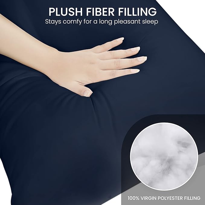 Utopia Bedding Full Body Pillow for Adults (Navy, 20 x 54 Inch), Long Pillow for Sleeping, Large Pillow Insert for Side Sleepers