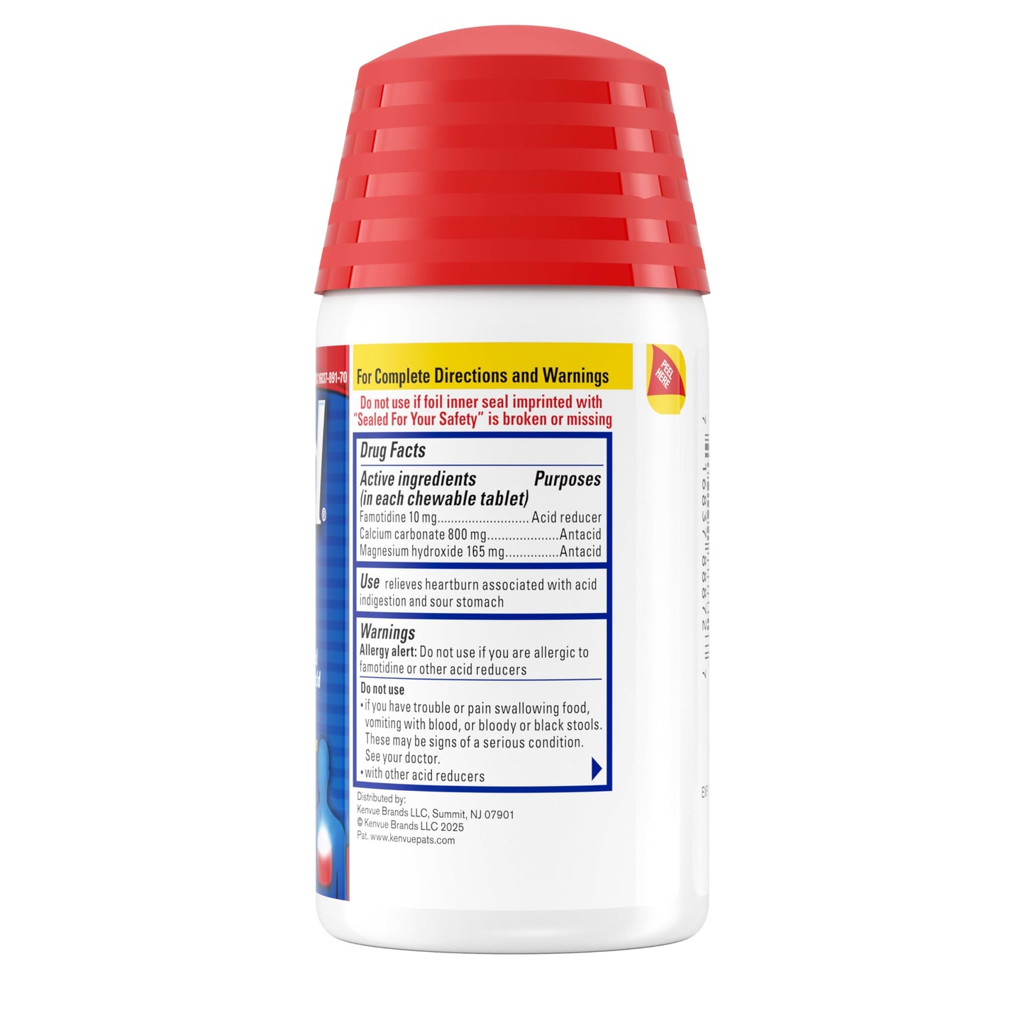 Pepcid Complete Acid Reducer + Antacid Chewables, 10mg Famotidine, 800mg Calcium Carbonate & 165mg Magnesium Hydroxide per Heartburn Medicine Tablet,Mint, 70 ct