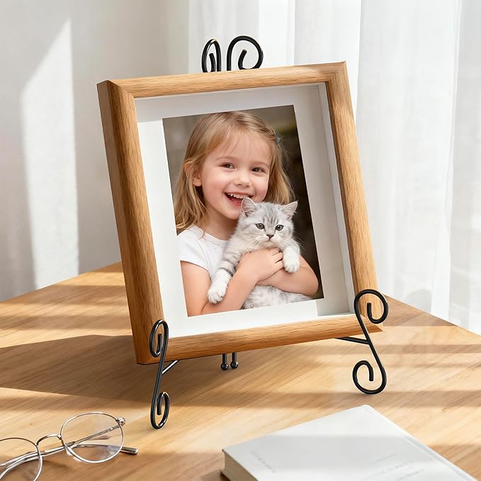 Easel Stand, 8 Inch Plate Stand, 2 Pack Metal Plate Holder for Display, Iron Plate Stands for Picture Frame Record Album Collectibles