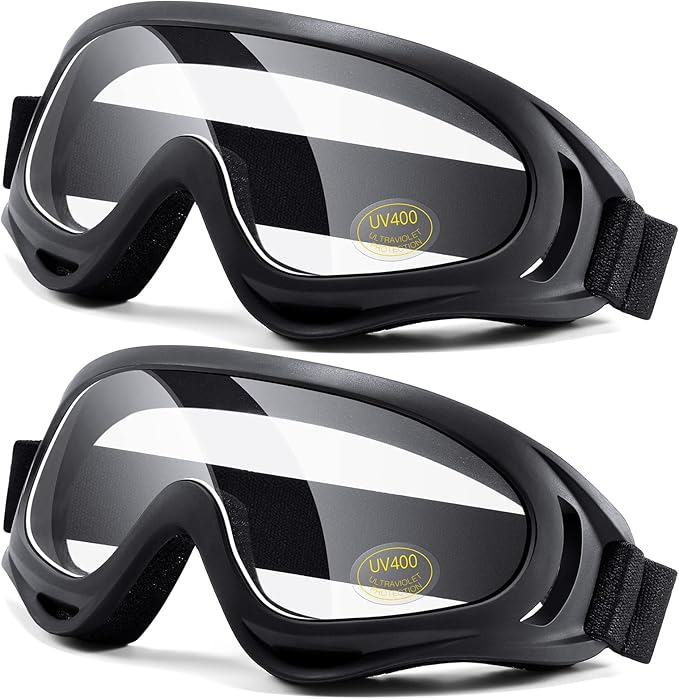 LOEO Motorcycle Goggles 2 Pack - ATV Dustproof Dirt Bike Goggles for Ski Racing Riding, Off Road Waterproof Motocross