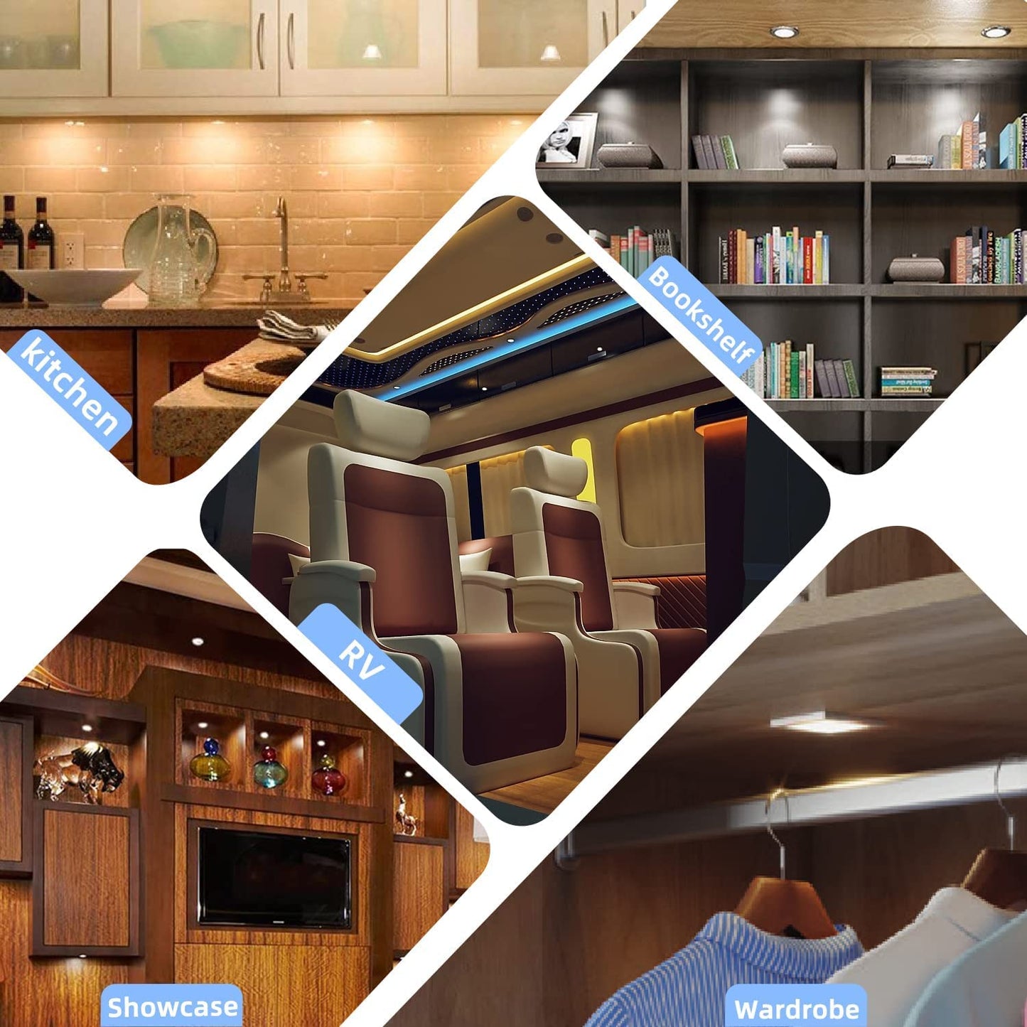 Vst Under Cabinet Mini Panel Lighting 6Pcs 3.94 12V 2.5W With Wireless Dimmer, Round Black, Aluminum, Model Pl07